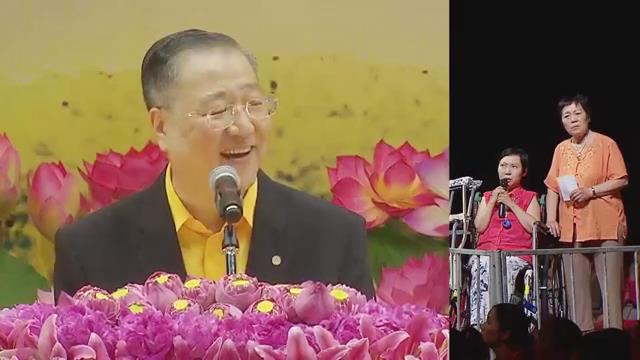 587 视频:女士童年到庙里拜佛,对菩萨口出不敬,因此受报,股骨头坏死常年坐轮椅;师父当场加持,腿高高抬起--20170218 新加坡